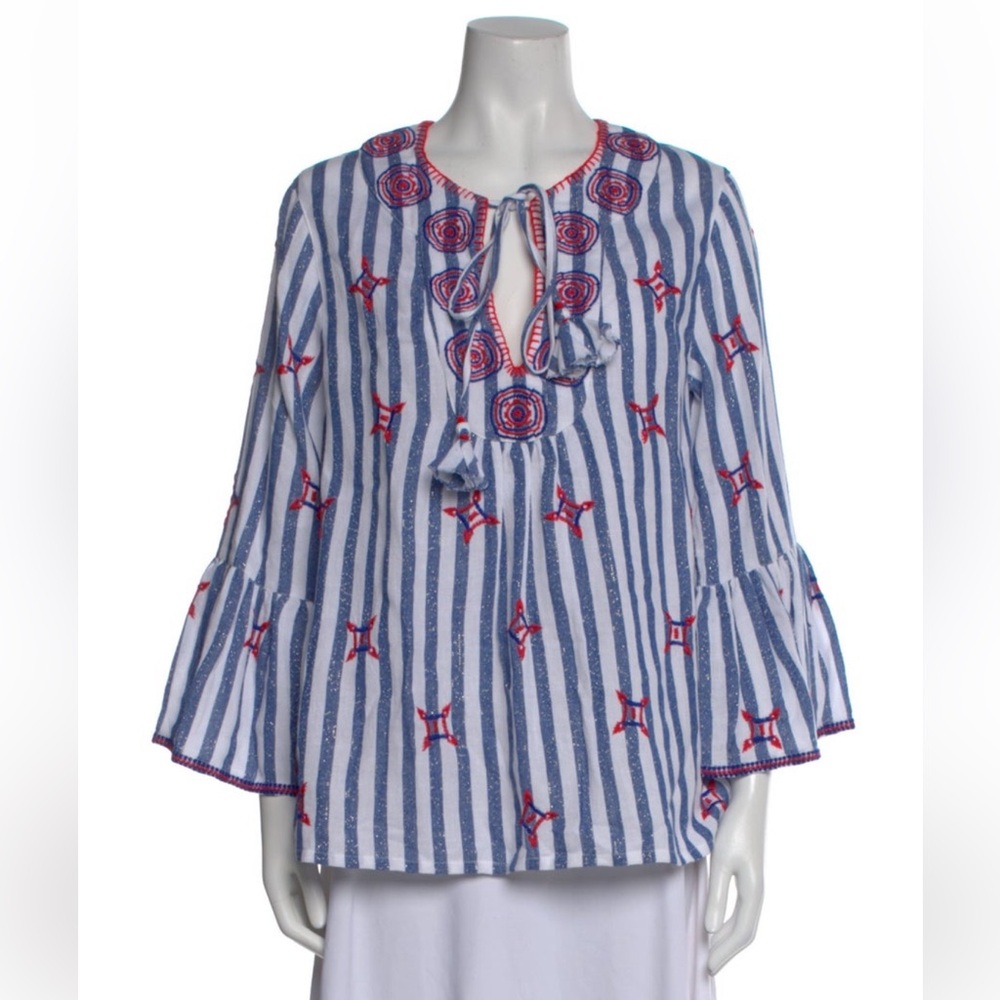 Nimo with Love Striped Tie Neck Blouse